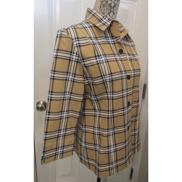 NWT Pure Amici Womens Brown Checkered Button Front Blazer Jacket Size S - Picture 5 of 6